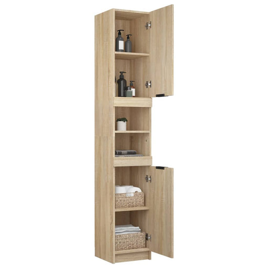 Badkamerkast 32x34x188,5 cm bewerkt hout sonoma eikenkleurig MeubelReus