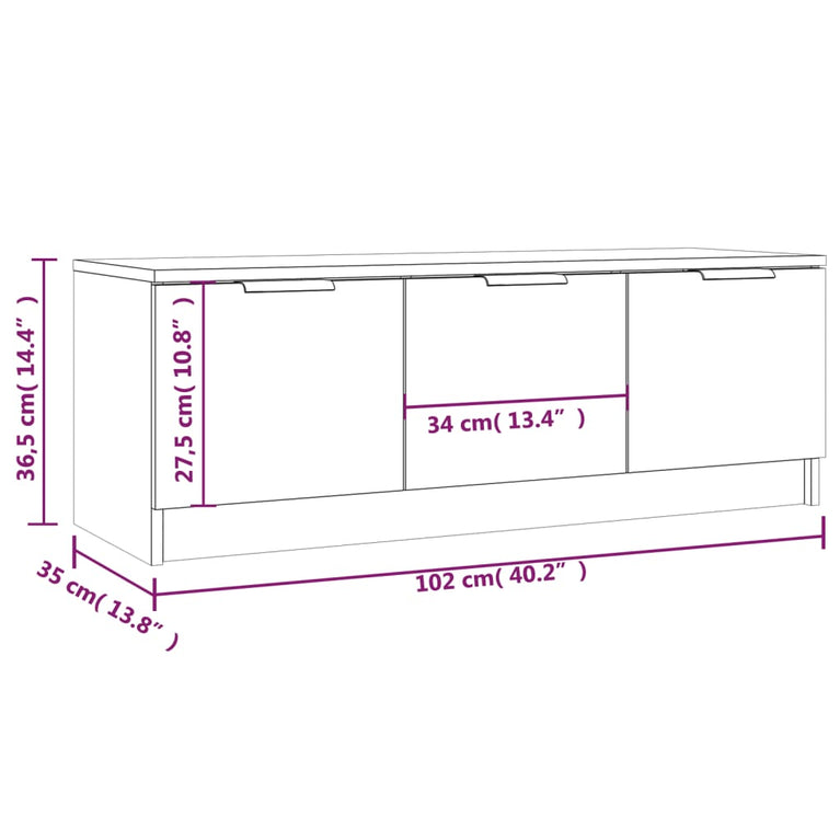 Tv-meubel 102x35x36,5 cm bewerkt hout zwart MeubelReus