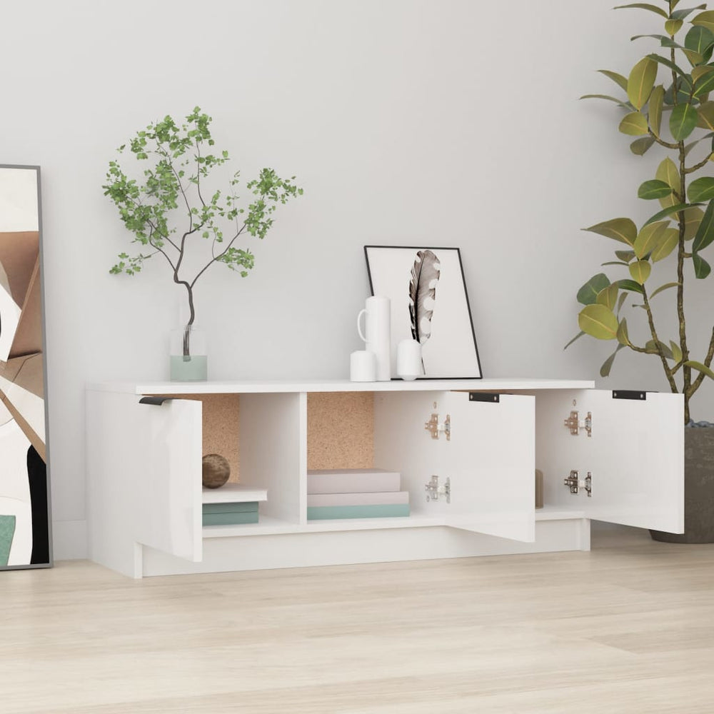 Tv-meubel 102x35x36,5 cm bewerkt hout hoogglans wit MeubelReus