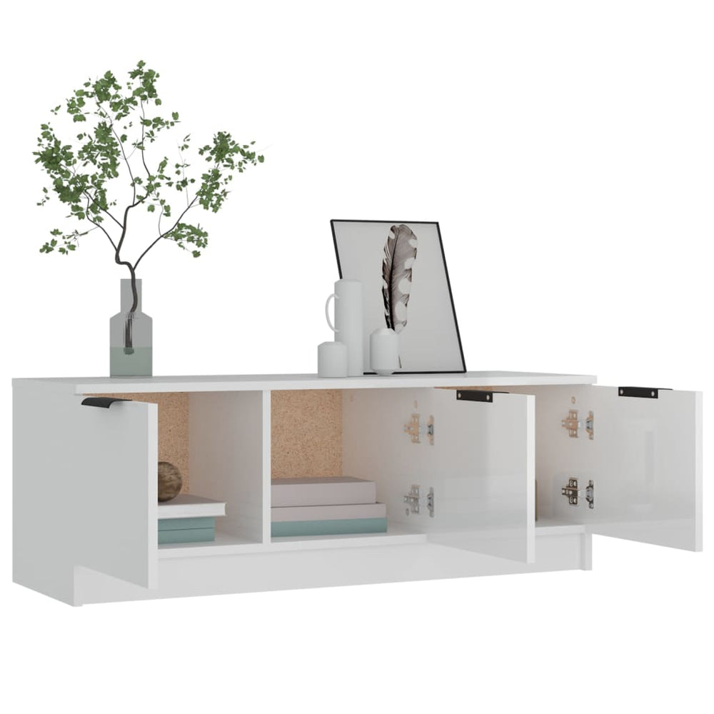 Tv-meubel 102x35x36,5 cm bewerkt hout hoogglans wit MeubelReus