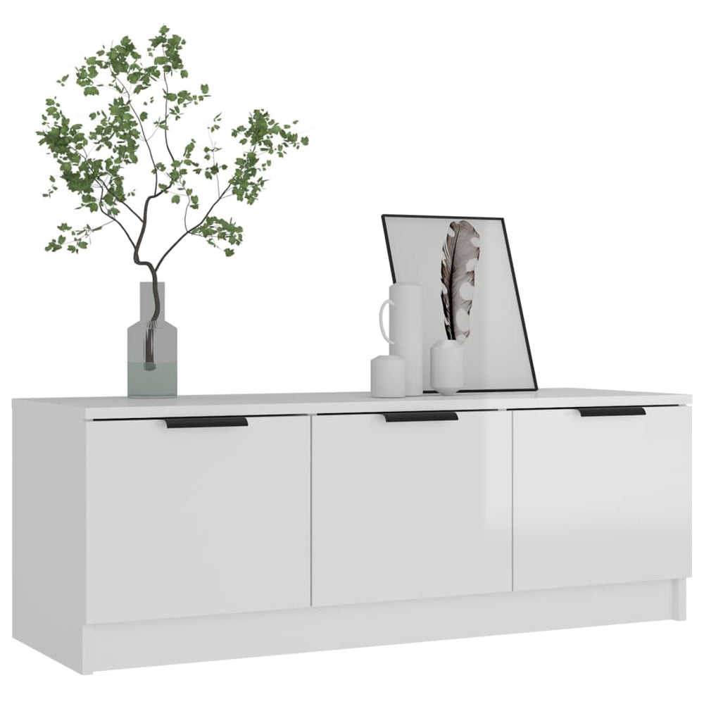 Tv-meubel 102x35x36,5 cm bewerkt hout hoogglans wit MeubelReus