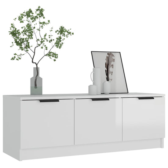 Tv-meubel 102x35x36,5 cm bewerkt hout hoogglans wit MeubelReus