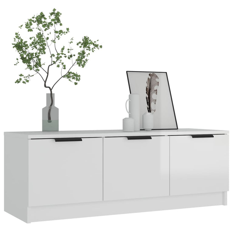 Tv-meubel 102x35x36,5 cm bewerkt hout hoogglans wit MeubelReus