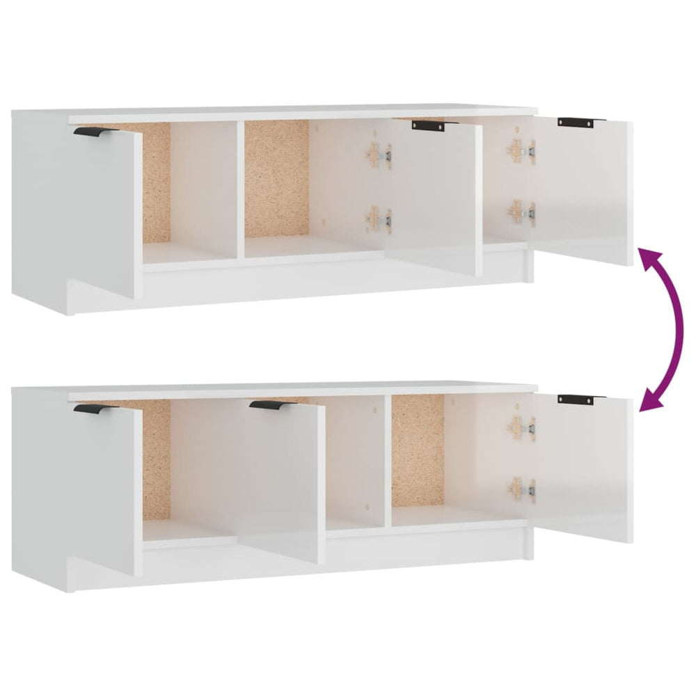Tv-meubel 102x35x36,5 cm bewerkt hout hoogglans wit MeubelReus
