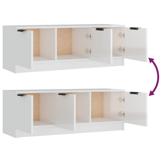Tv-meubel 102x35x36,5 cm bewerkt hout hoogglans wit MeubelReus