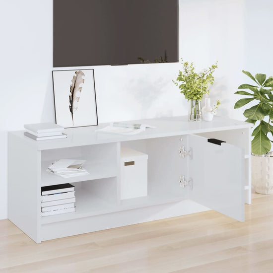 Tv-meubel 102x35,5x36,5 cm bewerkt hout hoogglans wit MeubelReus