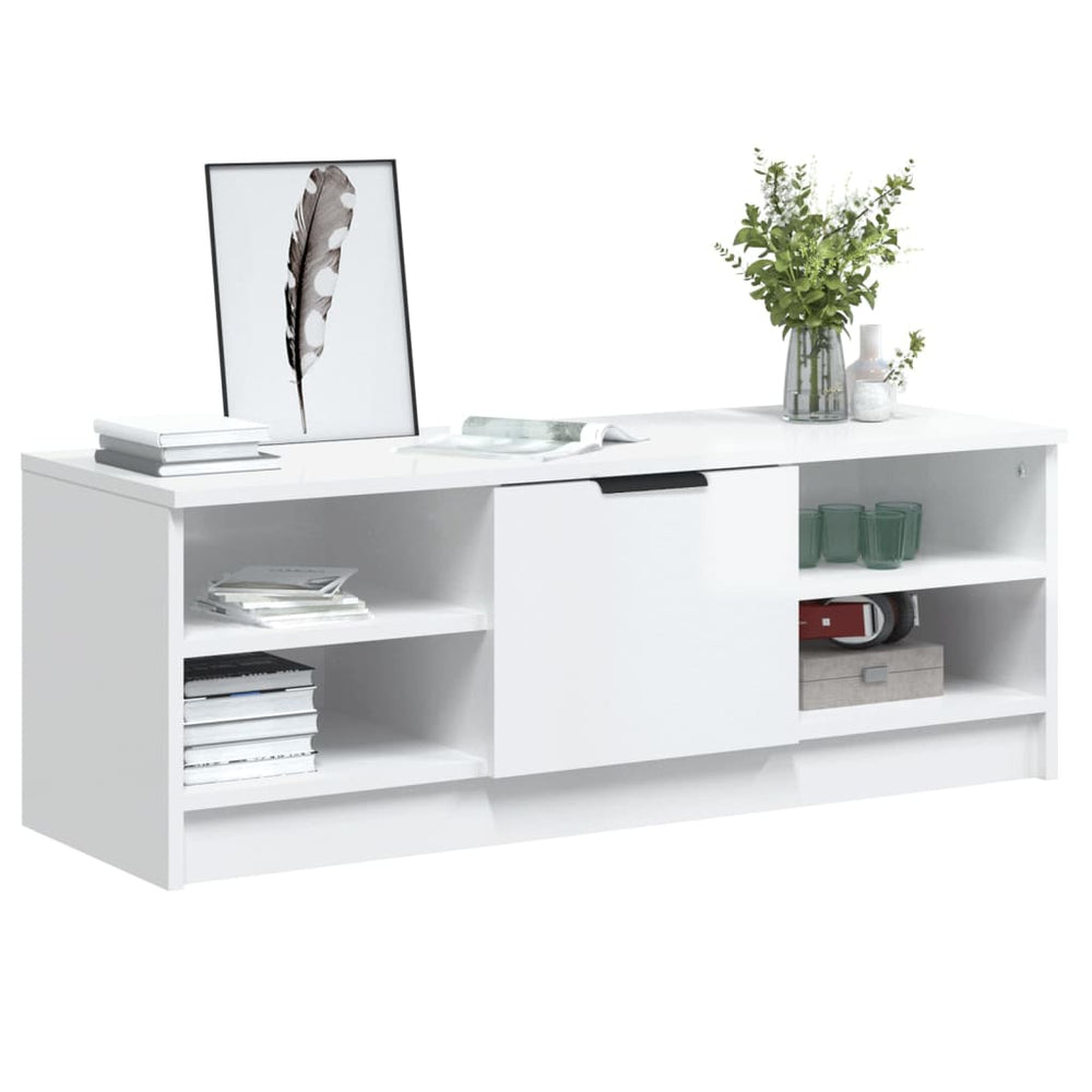 Tv-meubel 102x35,5x36,5 cm bewerkt hout hoogglans wit MeubelReus