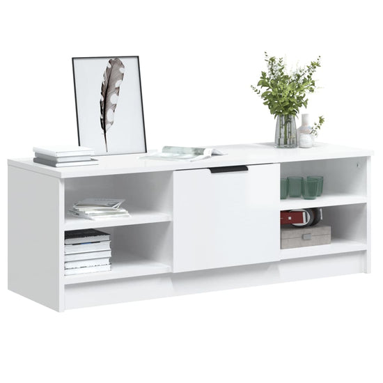 Tv-meubel 102x35,5x36,5 cm bewerkt hout hoogglans wit MeubelReus