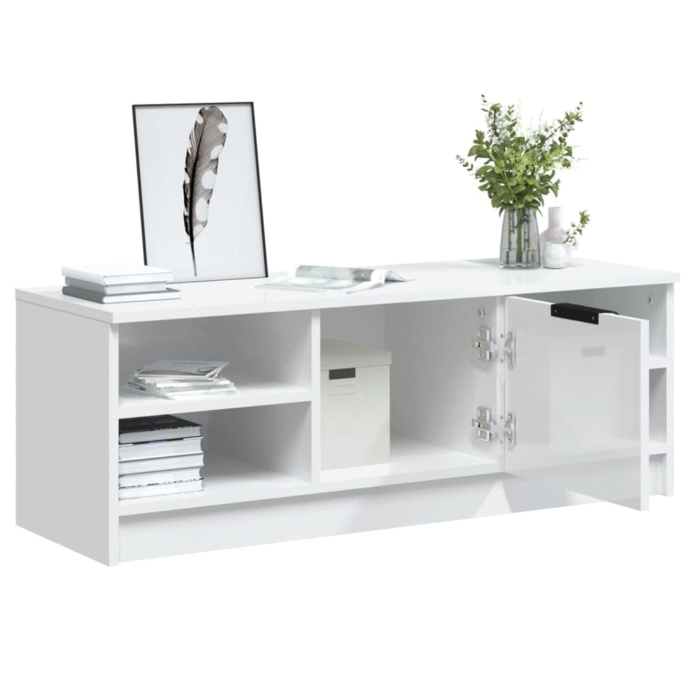 Tv-meubel 102x35,5x36,5 cm bewerkt hout hoogglans wit MeubelReus
