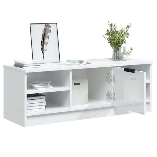Tv-meubel 102x35,5x36,5 cm bewerkt hout hoogglans wit MeubelReus