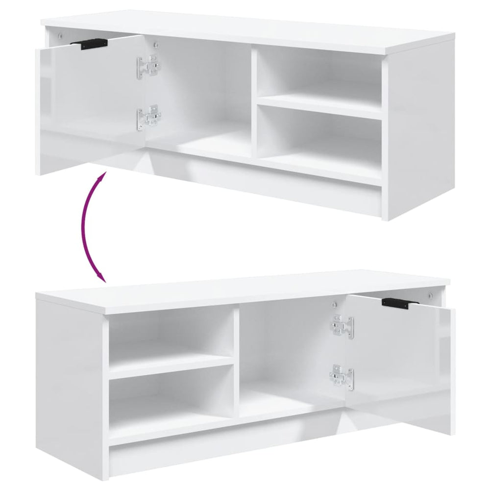 Tv-meubel 102x35,5x36,5 cm bewerkt hout hoogglans wit MeubelReus