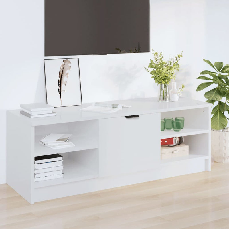 Tv-meubel 102x35,5x36,5 cm bewerkt hout hoogglans wit MeubelReus