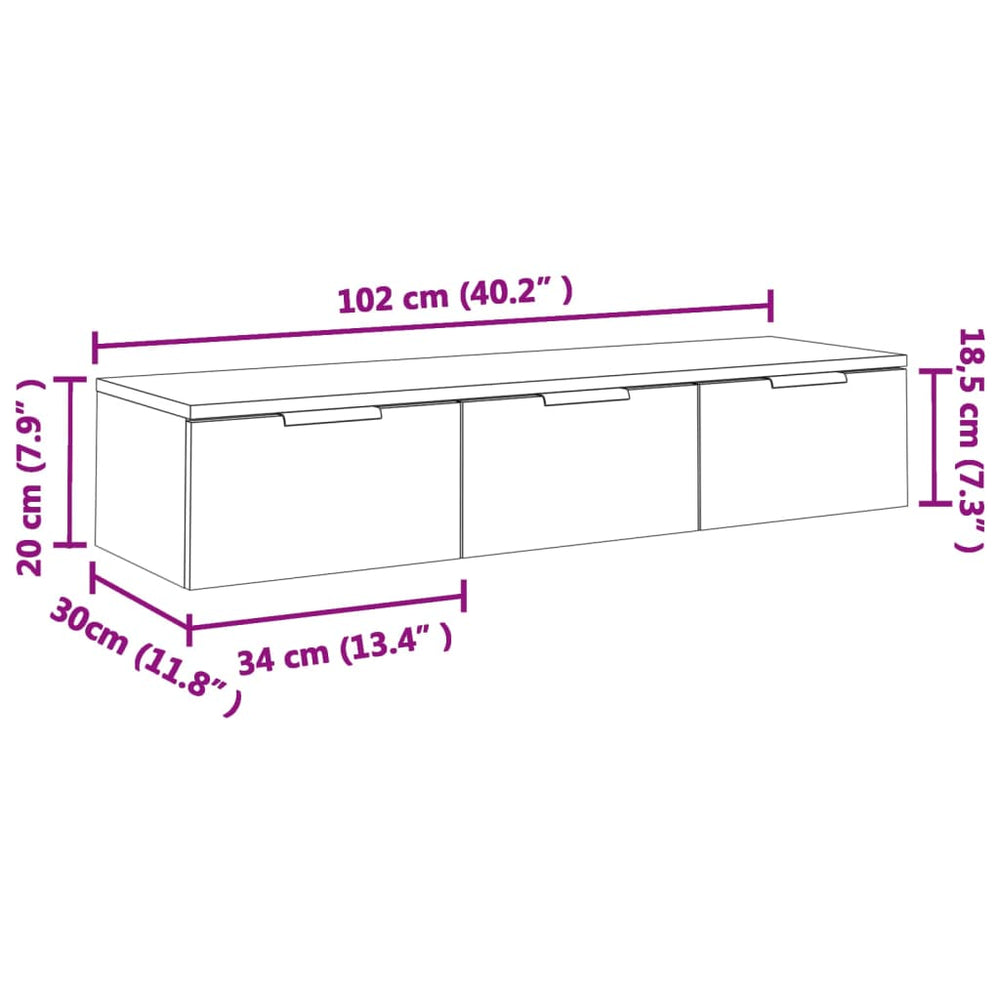Wandkast 102x30x20 cm bewerkt hout wit MeubelReus