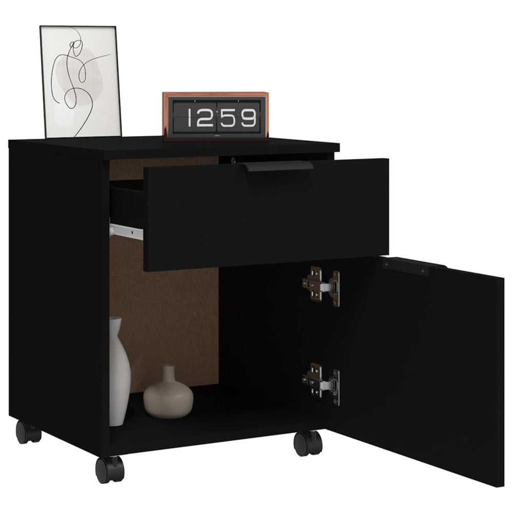 Dossierkast verrijdbaar 45x38x54 cm bewerkt hout zwart MeubelReus