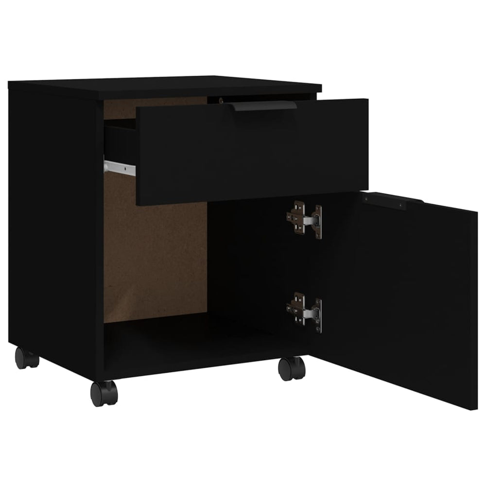 Dossierkast verrijdbaar 45x38x54 cm bewerkt hout zwart MeubelReus