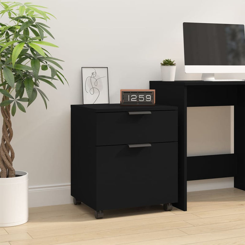 Dossierkast verrijdbaar 45x38x54 cm bewerkt hout zwart MeubelReus
