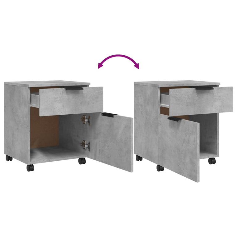 Dossierkast verrijdbaar 45x38x54 cm bewerkt hout betongrijs MeubelReus