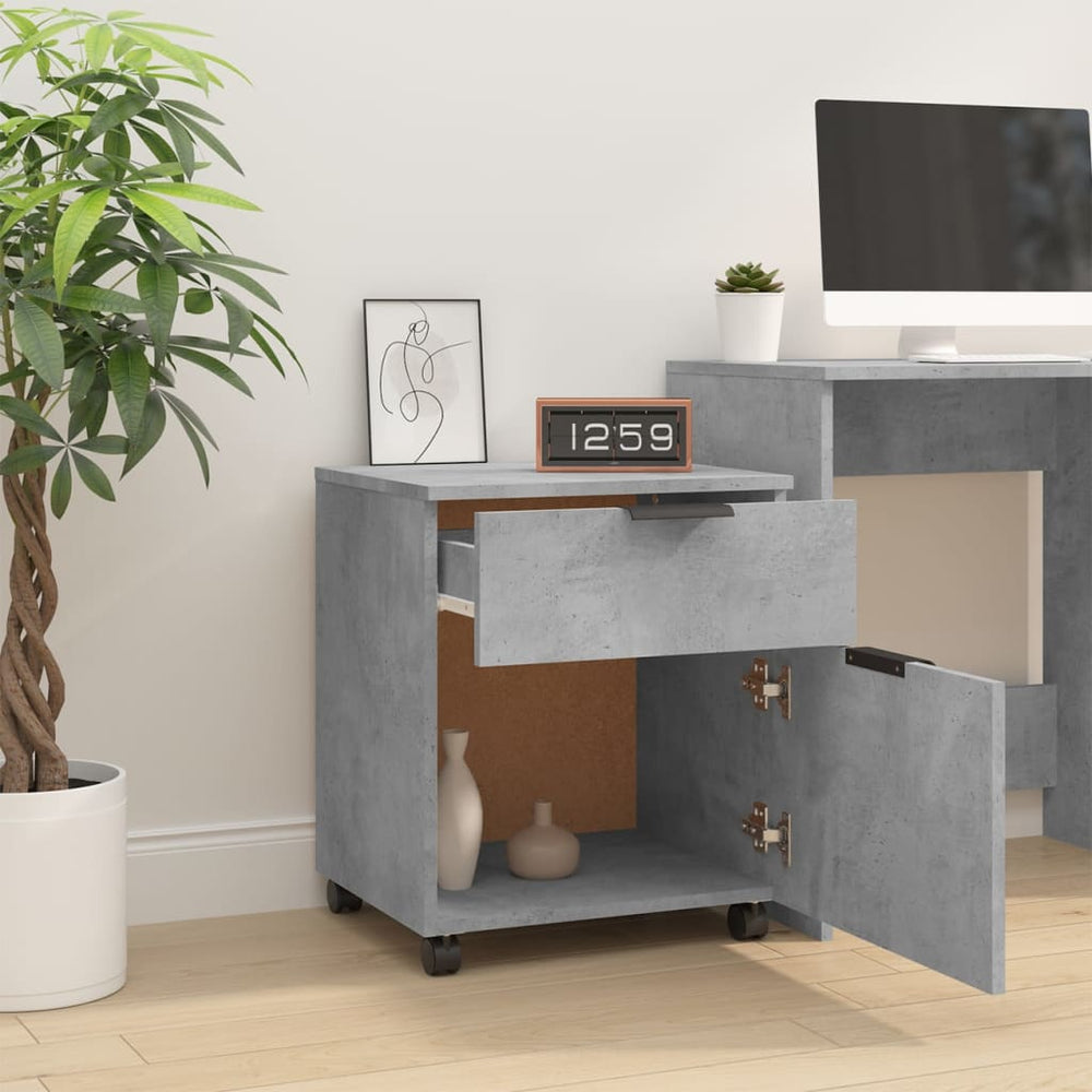 Dossierkast verrijdbaar 45x38x54 cm bewerkt hout betongrijs MeubelReus