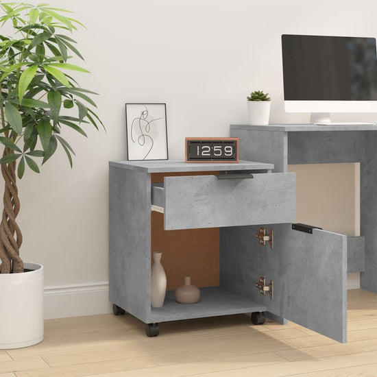 Dossierkast verrijdbaar 45x38x54 cm bewerkt hout betongrijs MeubelReus