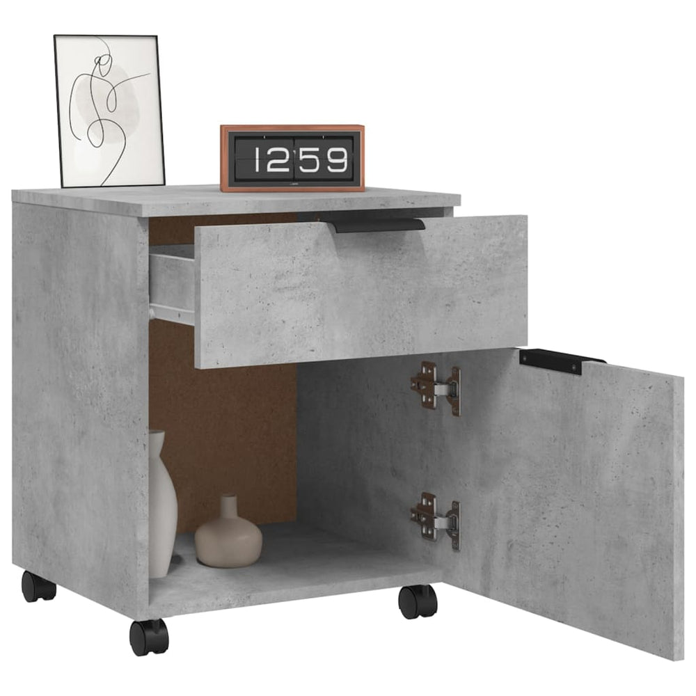 Dossierkast verrijdbaar 45x38x54 cm bewerkt hout betongrijs MeubelReus