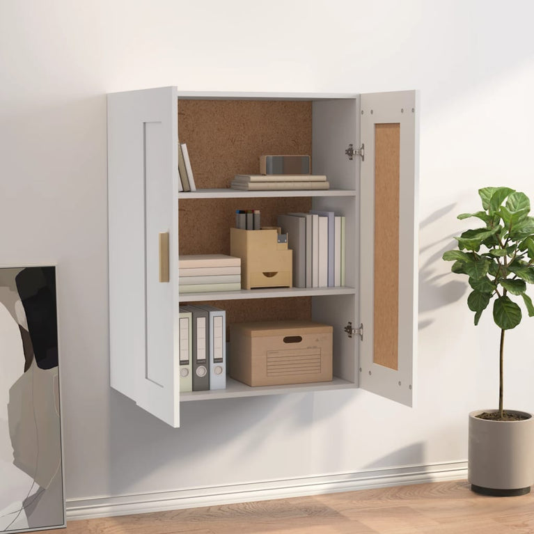 Wandkast 69,5x32,5x90 cm bewerkt hout wit MeubelReus