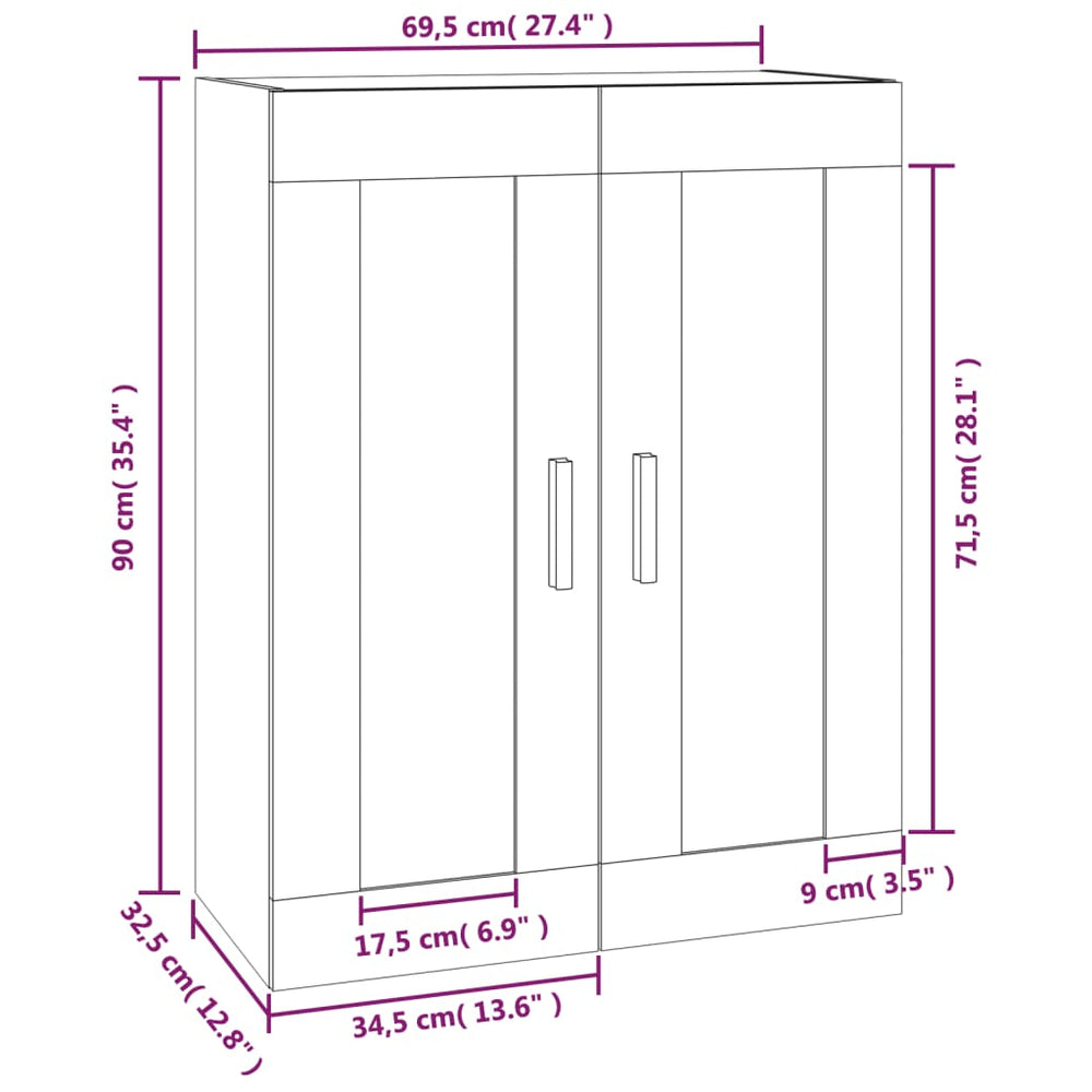 Wandkast 69,5x32,5x90 cm bewerkt hout betongrijs MeubelReus