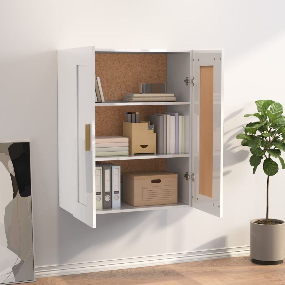 Wandkast 69,5x32,5x90 cm bewerkt hout hoogglans wit MeubelReus