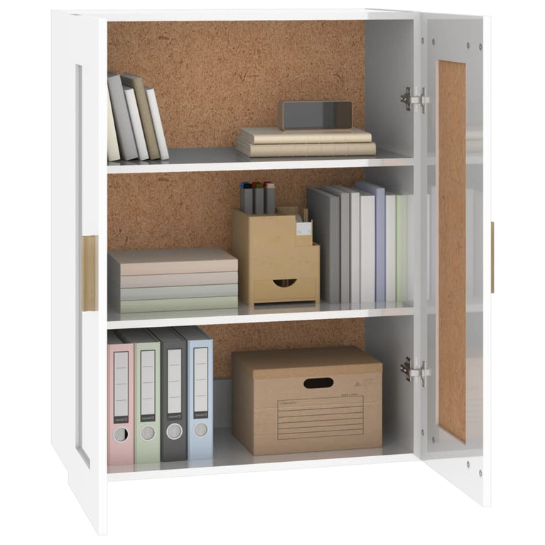 Wandkast 69,5x32,5x90 cm bewerkt hout hoogglans wit MeubelReus