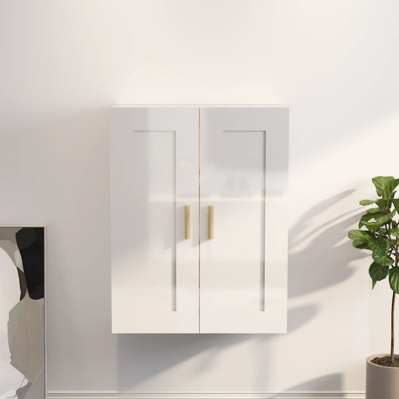 Wandkast 69,5x32,5x90 cm bewerkt hout hoogglans wit MeubelReus