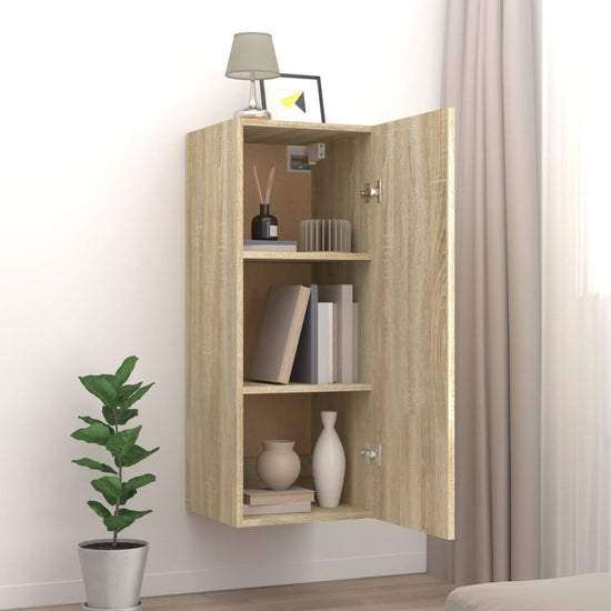 Wandkast 34,5x34x90 cm bewerkt hout sonoma eikenkleurig MeubelReus