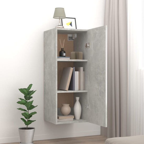 Wandkast 34,5x34x90 cm bewerkt hout betongrijs MeubelReus