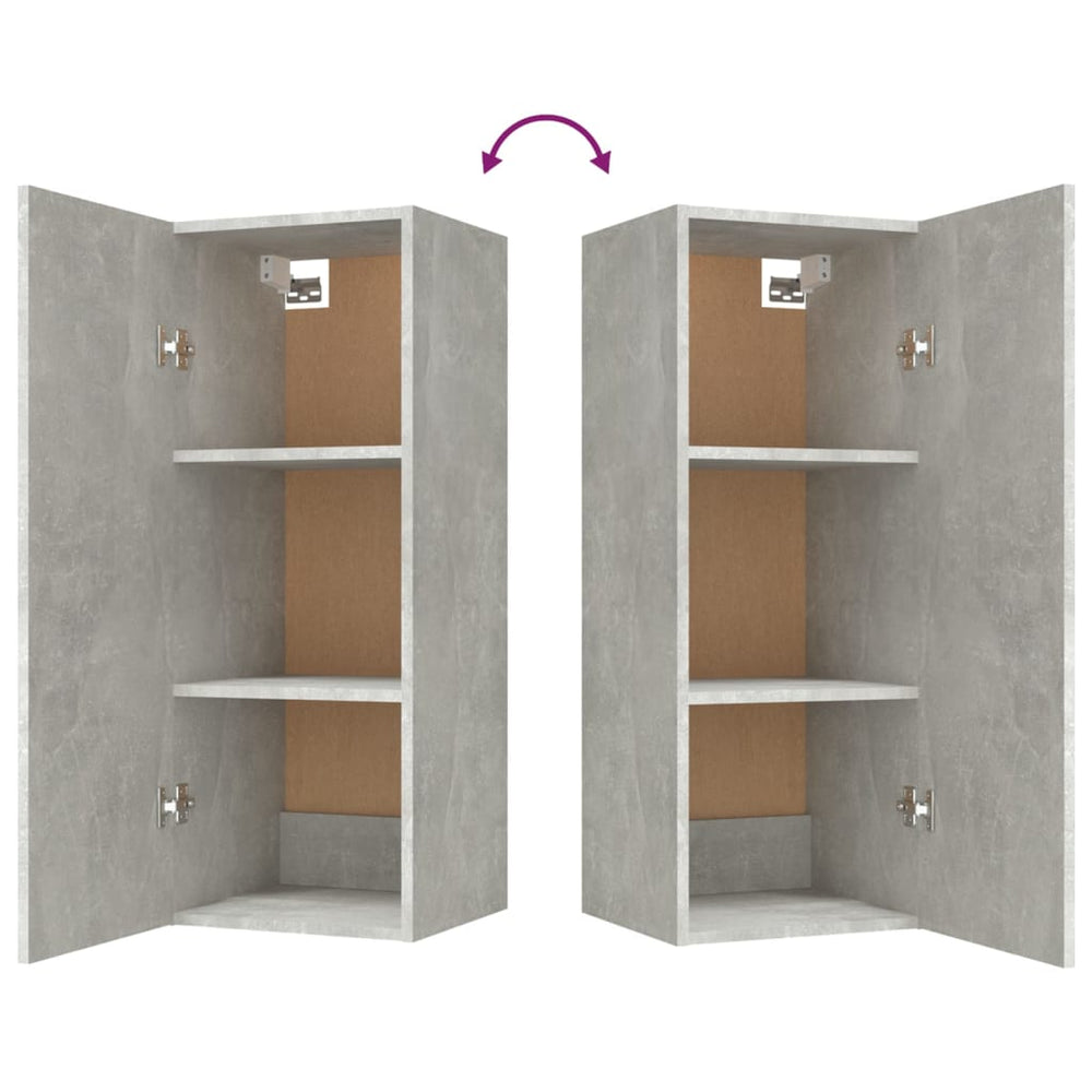 Wandkast 34,5x34x90 cm bewerkt hout betongrijs MeubelReus