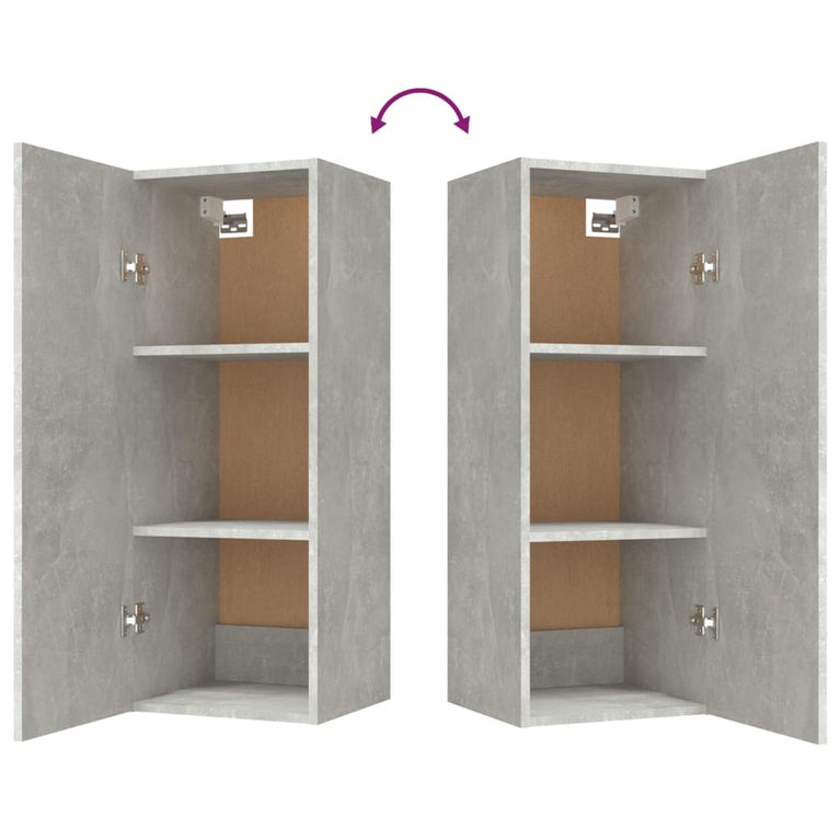 Wandkast 34,5x34x90 cm bewerkt hout betongrijs MeubelReus