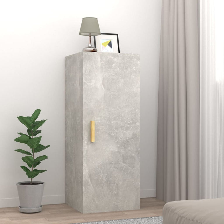 Wandkast 34,5x34x90 cm bewerkt hout betongrijs MeubelReus