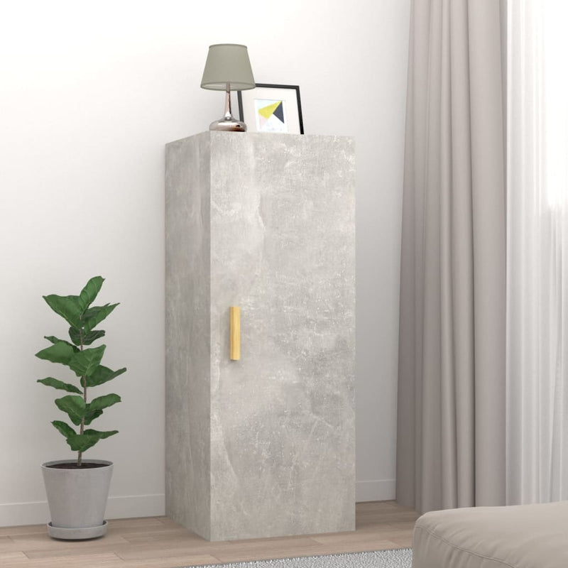Wandkast 34,5x34x90 cm bewerkt hout betongrijs MeubelReus