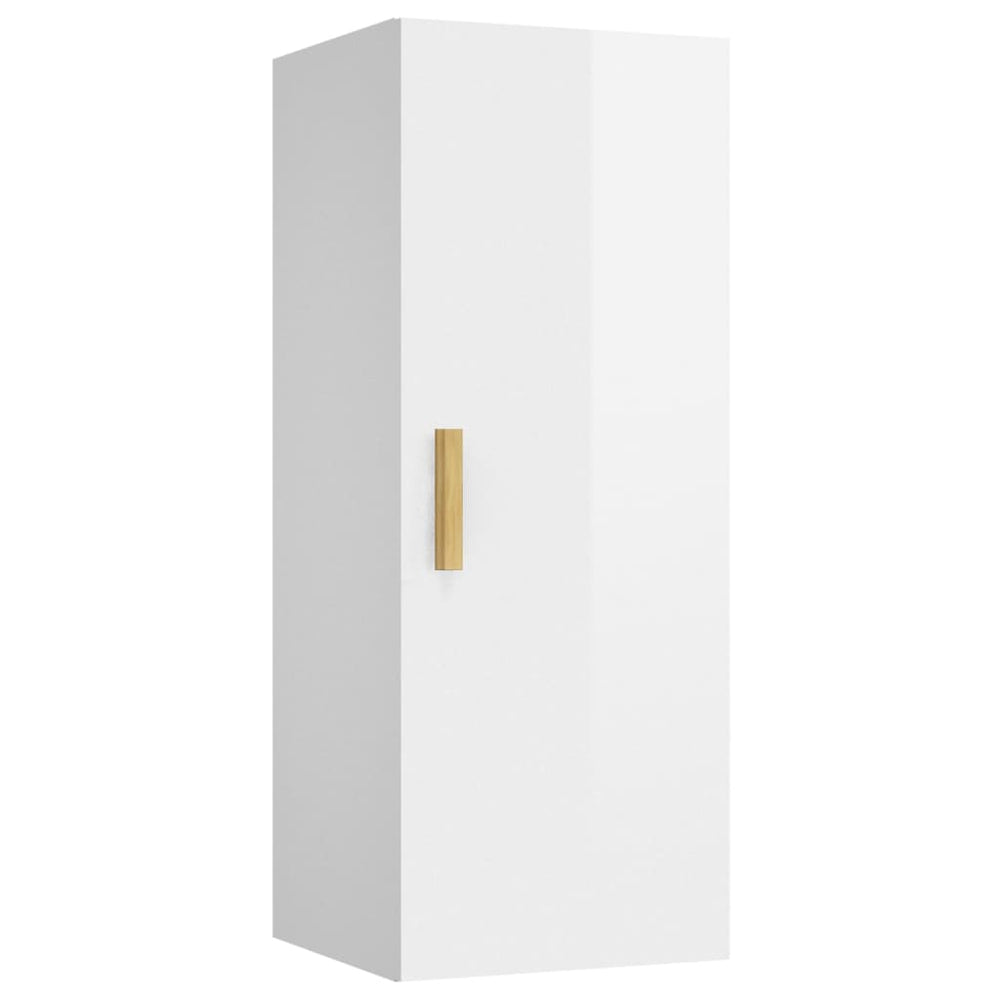 vidaXL Wandkast 34,5x34x90 cm bewerkt hout hoogglans wit MeubelReus