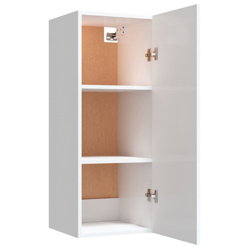 vidaXL Wandkast 34,5x34x90 cm bewerkt hout hoogglans wit MeubelReus