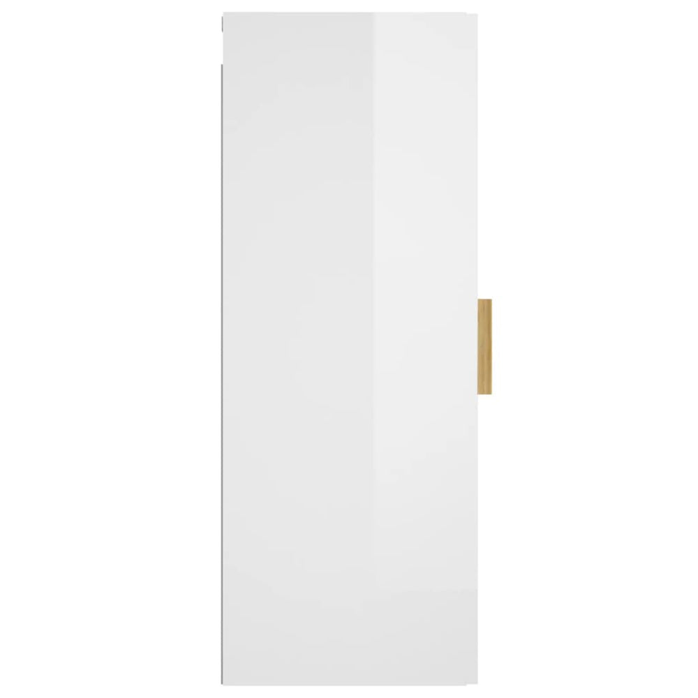 vidaXL Wandkast 34,5x34x90 cm bewerkt hout hoogglans wit MeubelReus
