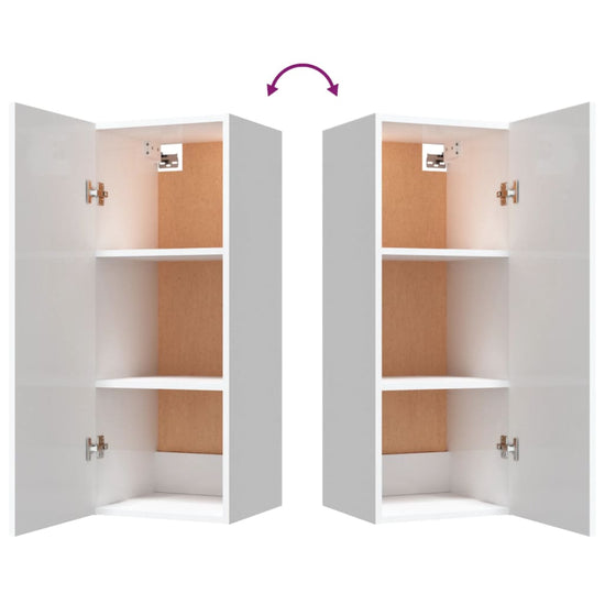 vidaXL Wandkast 34,5x34x90 cm bewerkt hout hoogglans wit MeubelReus