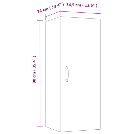 vidaXL Wandkast 34,5x34x90 cm bewerkt hout hoogglans wit MeubelReus