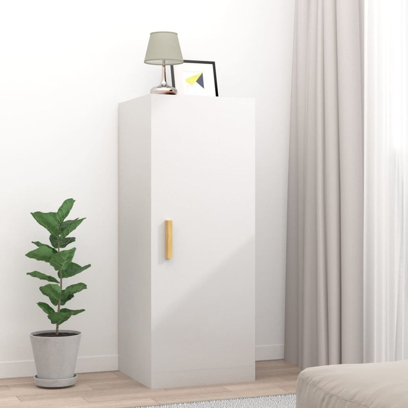 vidaXL Wandkast 34,5x34x90 cm bewerkt hout hoogglans wit MeubelReus