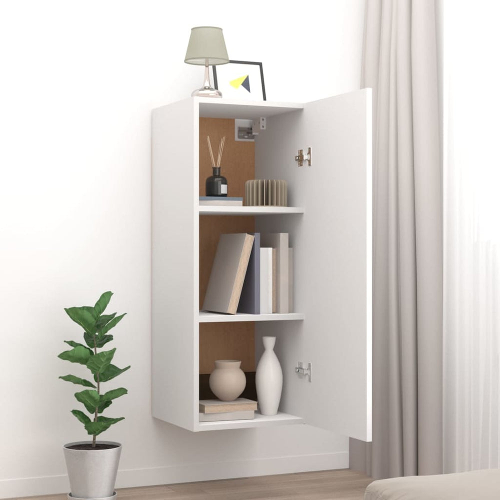 Wandkast 34,5x34x90 cm bewerkt hout wit MeubelReus