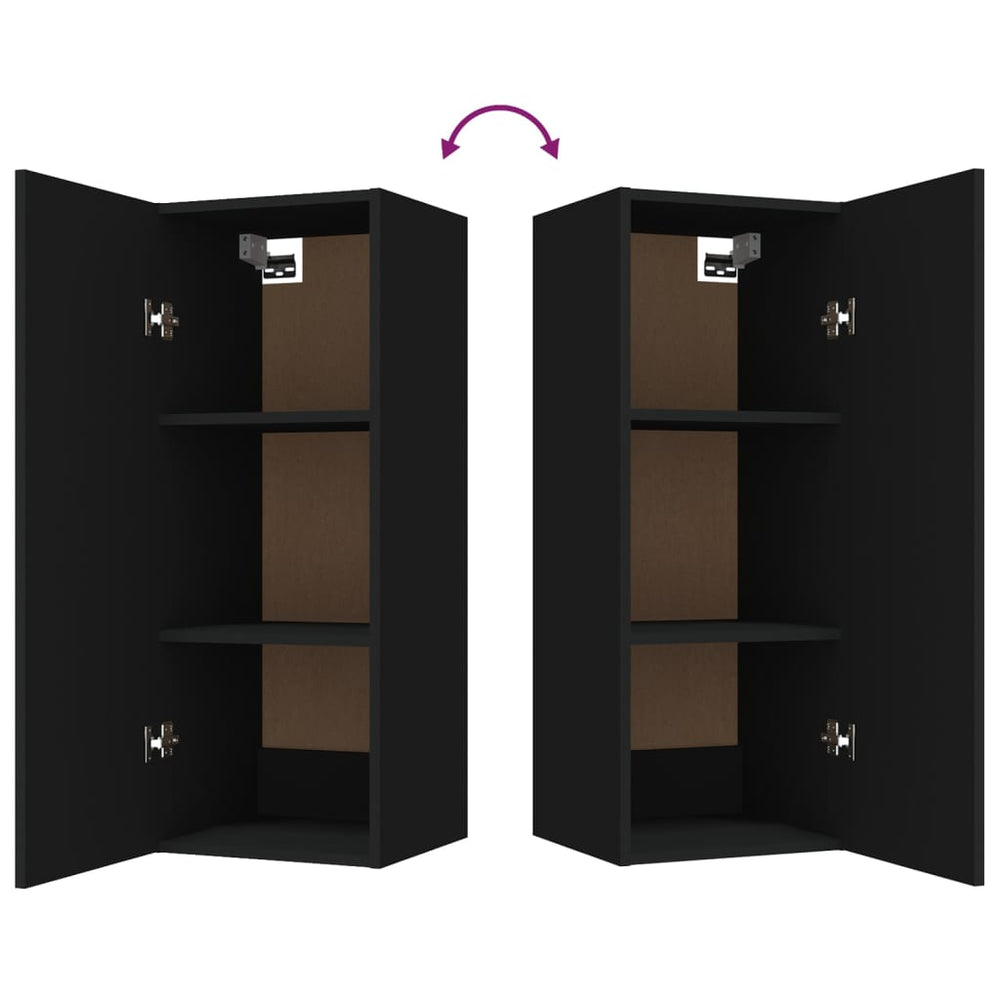 Wandkast 34,5x34x90 cm bewerkt hout zwart MeubelReus