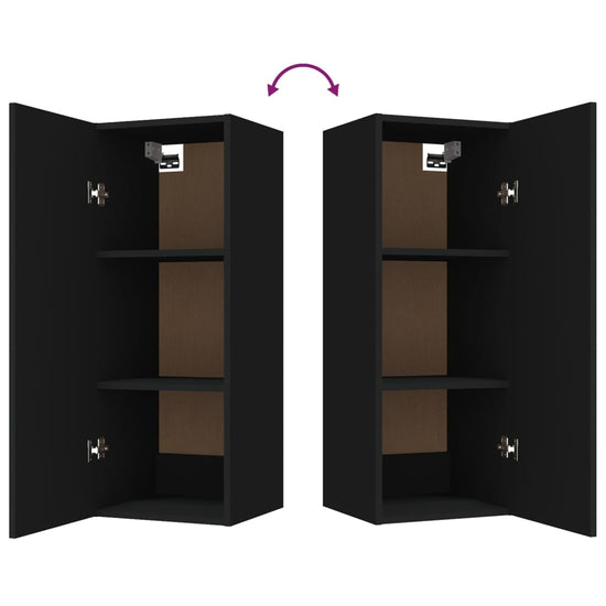 Wandkast 34,5x34x90 cm bewerkt hout zwart MeubelReus