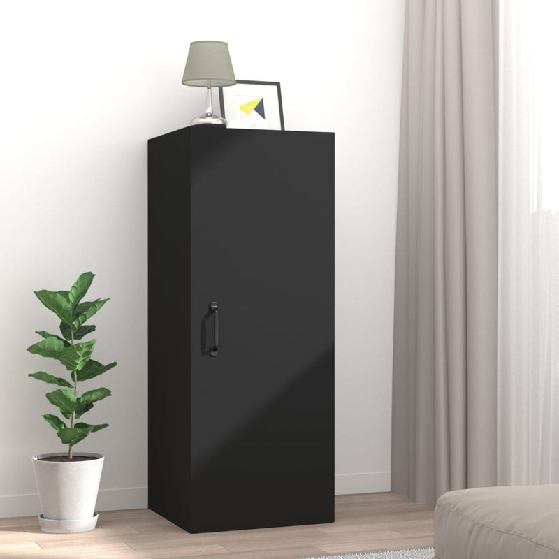 Wandkast 34,5x34x90 cm bewerkt hout zwart MeubelReus