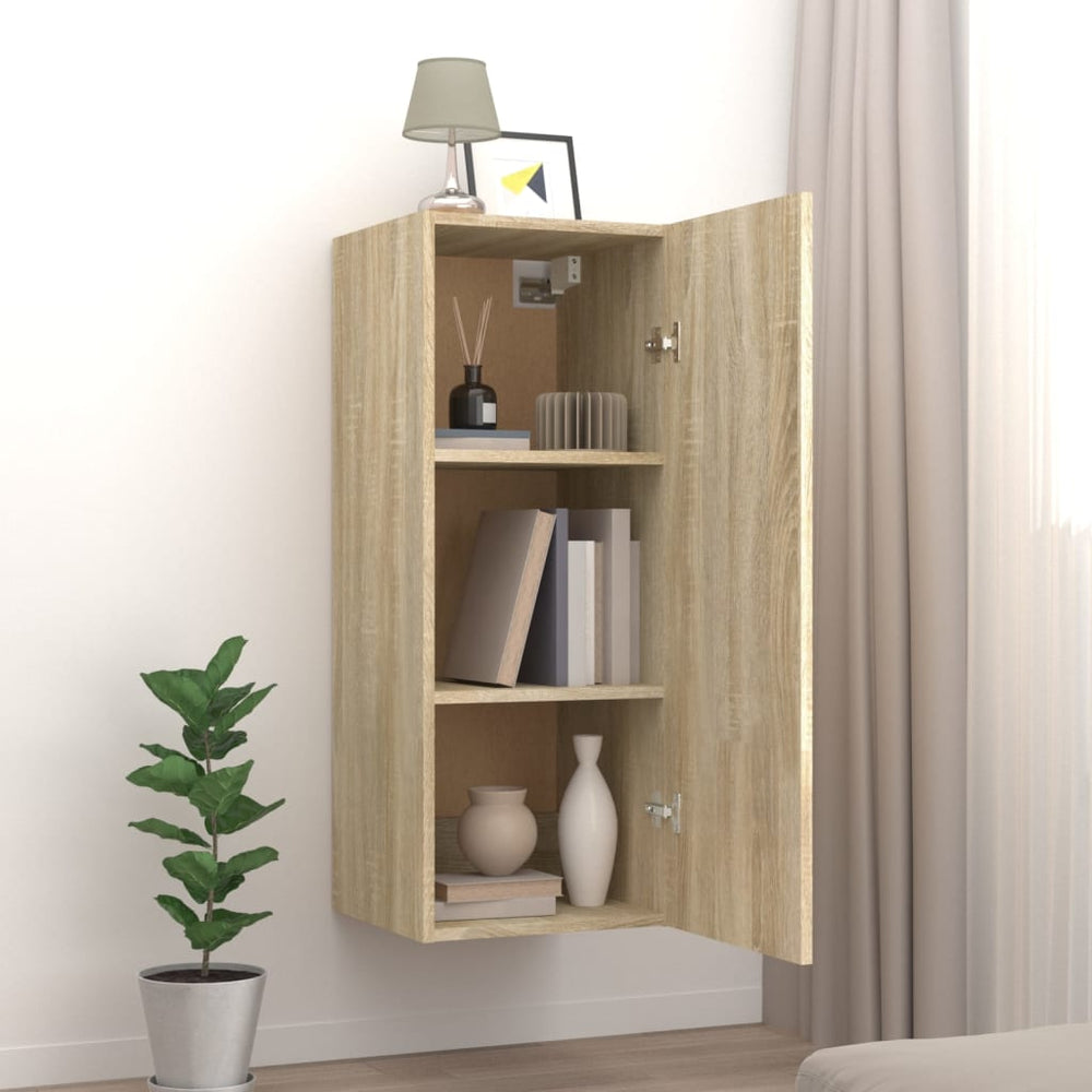 Wandkast 34,5x34x90 cm bewerkt hout sonoma eikenkleurig MeubelReus