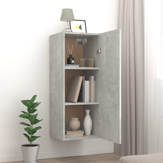 Wandkast 34,5x34x90 cm bewerkt hout betongrijs MeubelReus