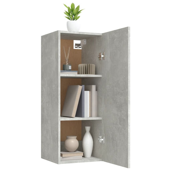 Wandkast 34,5x34x90 cm bewerkt hout betongrijs MeubelReus