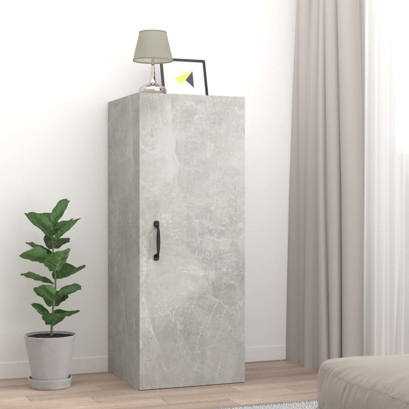 Wandkast 34,5x34x90 cm bewerkt hout betongrijs MeubelReus