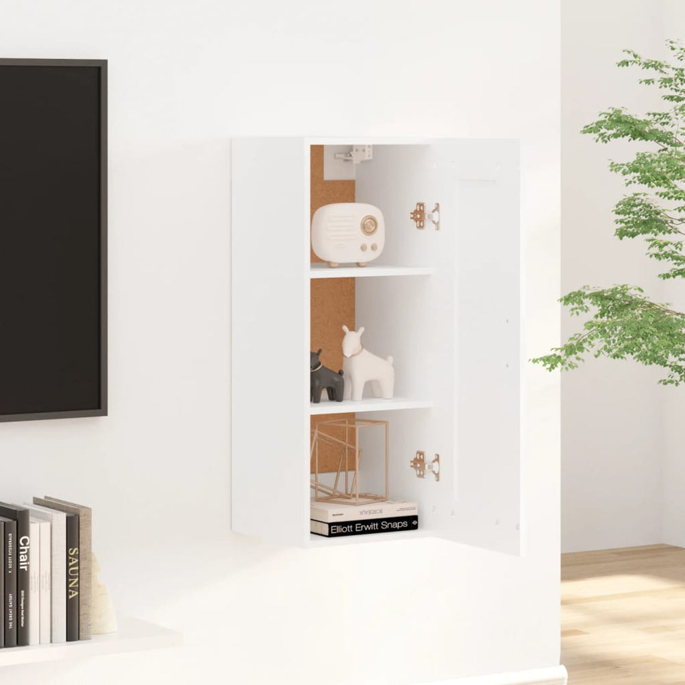 Wandkast 35x34x90 cm bewerkt hout wit MeubelReus